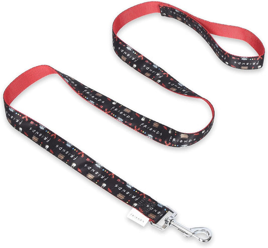 Friends TV Show Iconic Graphics Dog Leash, 6 Ft (72 Inches) | Cute Black Leash Easily Attaches to Any Collar or Harness