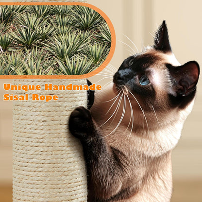 62.5Inches Cat Tree Cat Tower Cat Condo with Platform & Hammock, Scratching Posts for Kittens Pet Play House with Plush Perch for Indoor Activity Relaxing, Light Gray